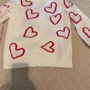 Ann Taylor Cream Sweater with Red Heart Design